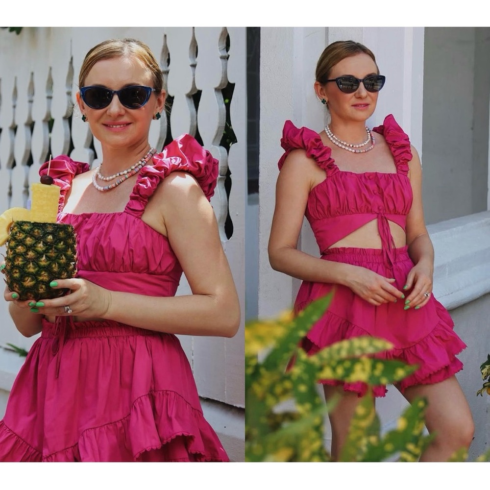 SHEIN Pink Ruffled Crop Top. Size S, 4
